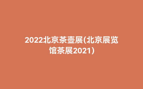 2022北京茶壶展(北京展览馆茶展2021)